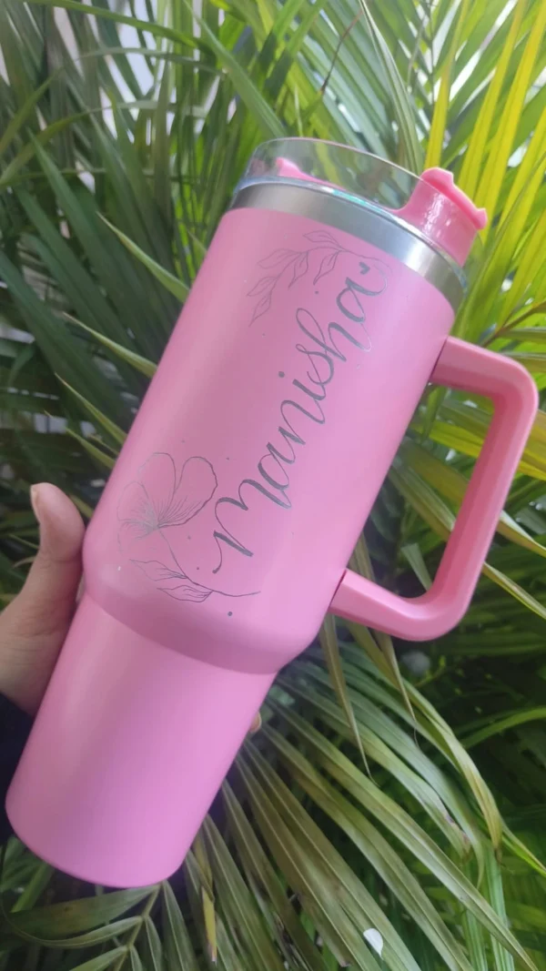 Pink Customized Stanley Tumbler