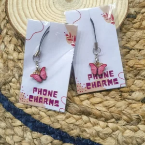 Pink Butterfly Phone Charm