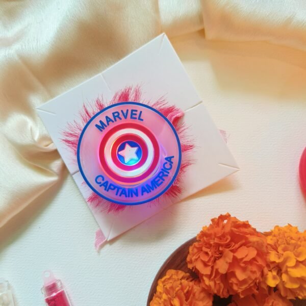 Tiny Avenger – Soft Captain America Rakhi (with Light) for Infants - Image 3
