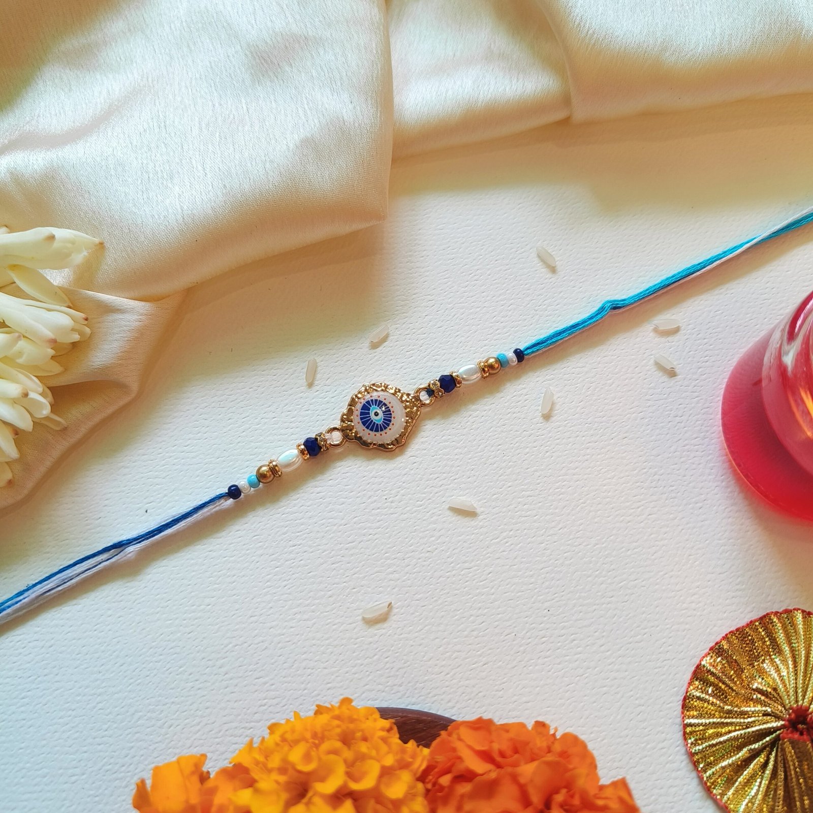 Nazar Raksha Rakhi – Intricate Blue Evil Eye - Image 3