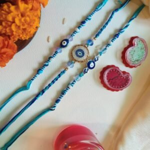 Trinity of Protection – Evil Eye Rakhi Combo (Set of 3)