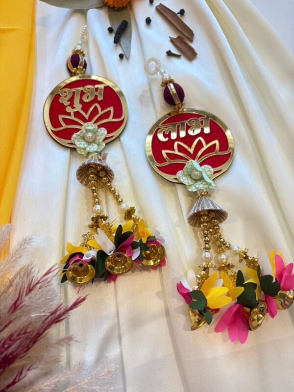 Auspicious Shubh Labh Floral Hanging - Image 3