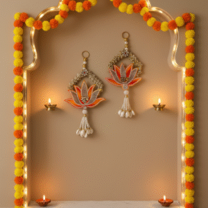 Orange Lotus Subh Labh Hanging
