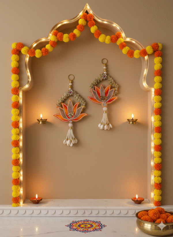 Orange Lotus Subh Labh Hanging