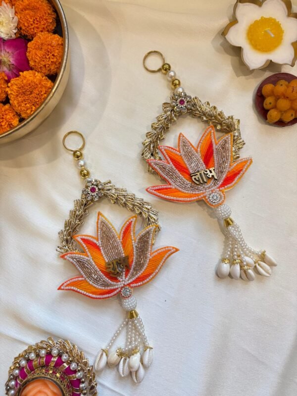 Orange Lotus Subh Labh Hanging - Image 2