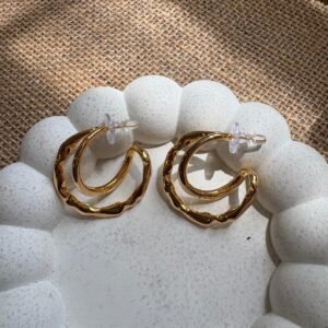 Duo Ripple Gold Hoops